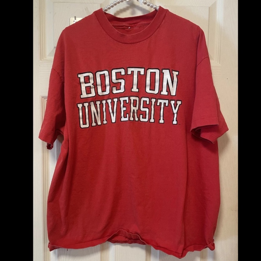 Vintage 90s Boston University Terriers T Shirt Mens XL Red Single Stitch